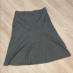 Larry Levine Gray Midi A-Line Skirt Asymmetrical Work